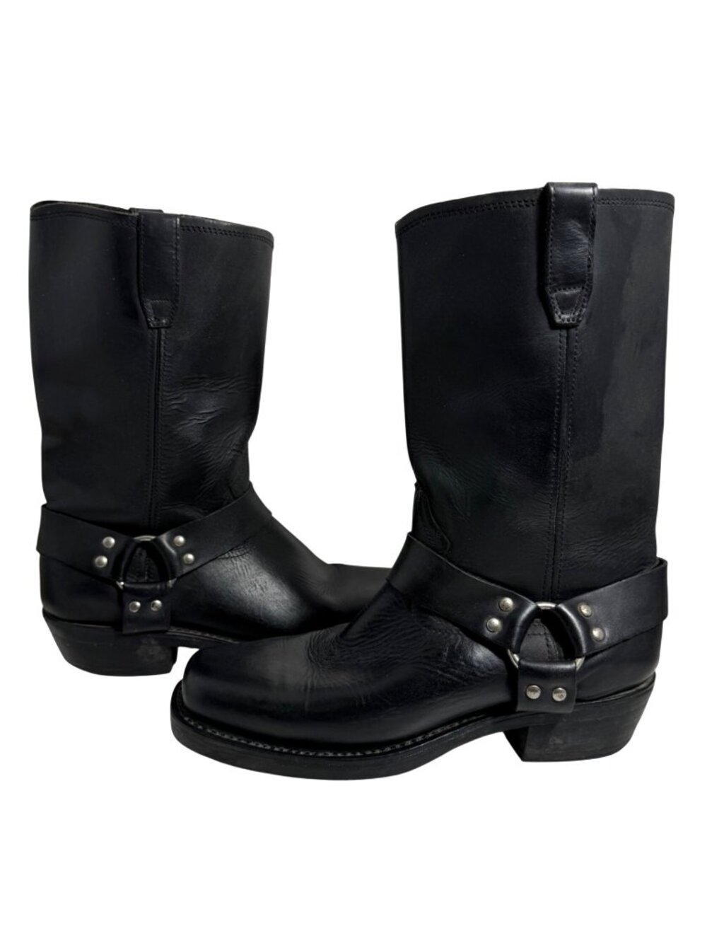 DINGO Black Leather Dean Harness Square Toe Biker Boots Mens Size 11D #DI19057